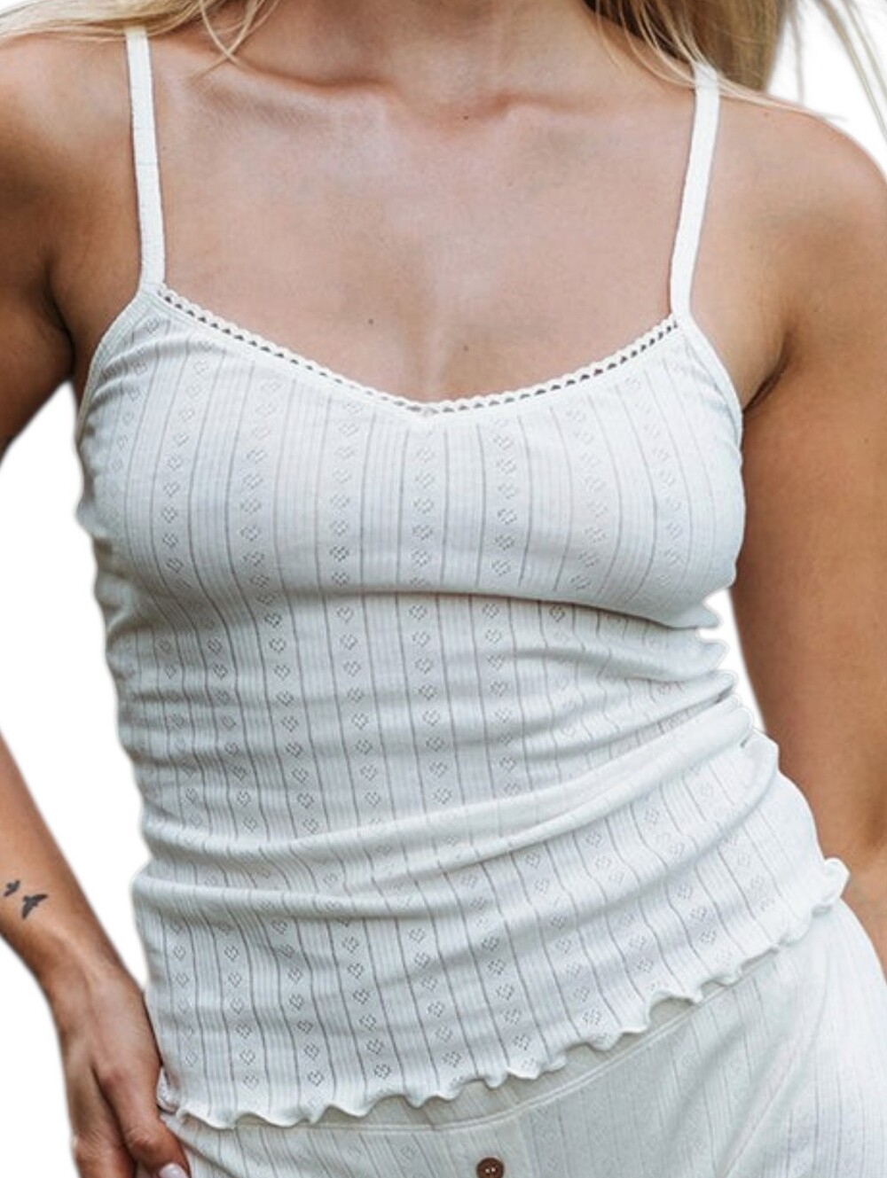 Q for Quinn Pointelle Tank Top Women Extra Large Natural Organic Cotton